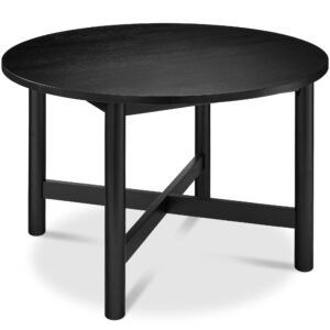 47in Round Solid Wood Dining Table. Modern Farmhouse Table For 4