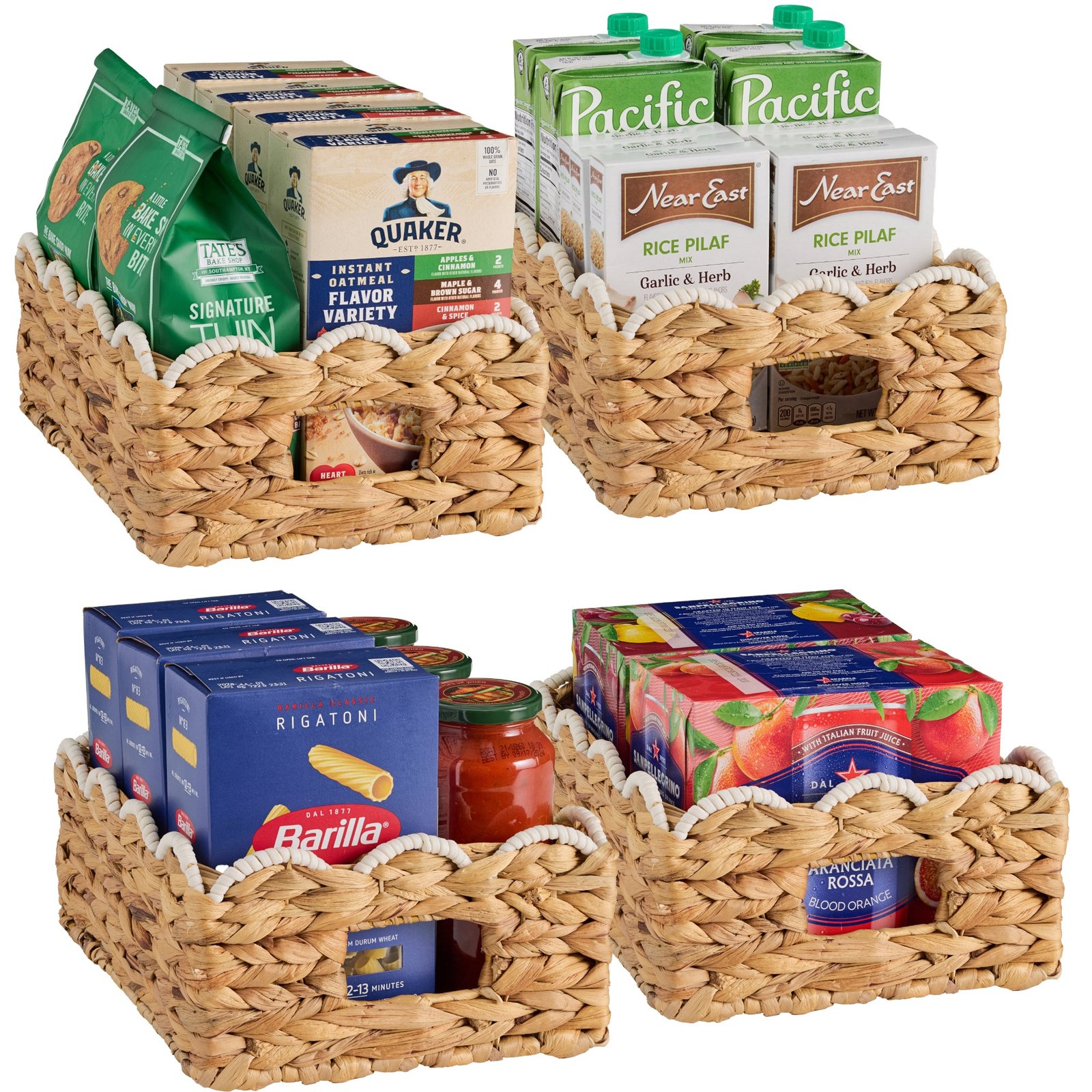 9x12 Scalloped Shelf Basket. Pantry Bins. 4 Pack