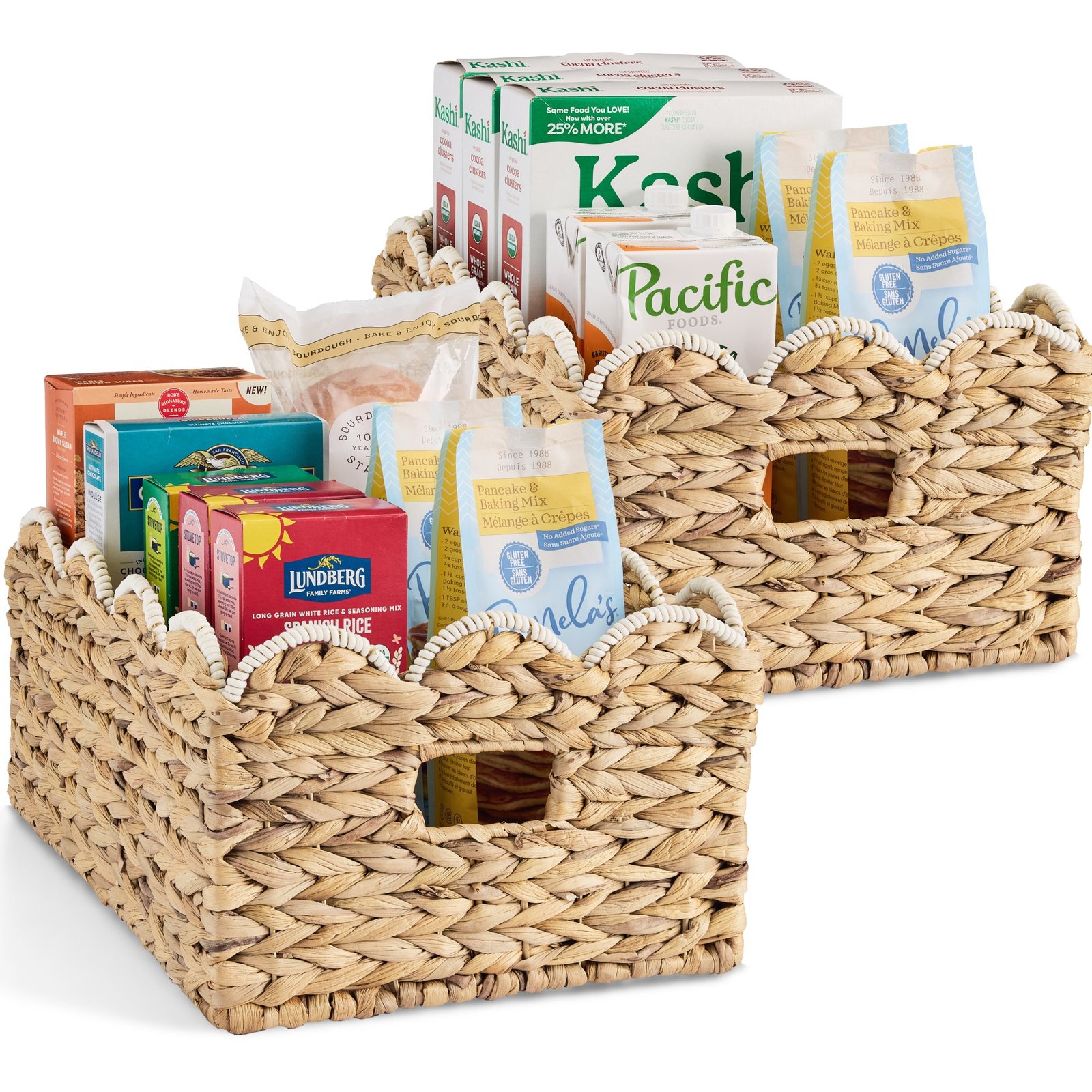 16x12 Scalloped Shelf Basket. Pantry Bins. 2 Pack