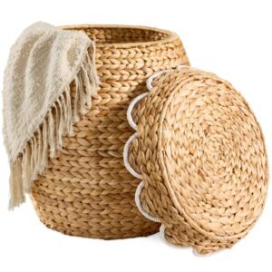 Scalloped Hyacinth Storage Tote Basket