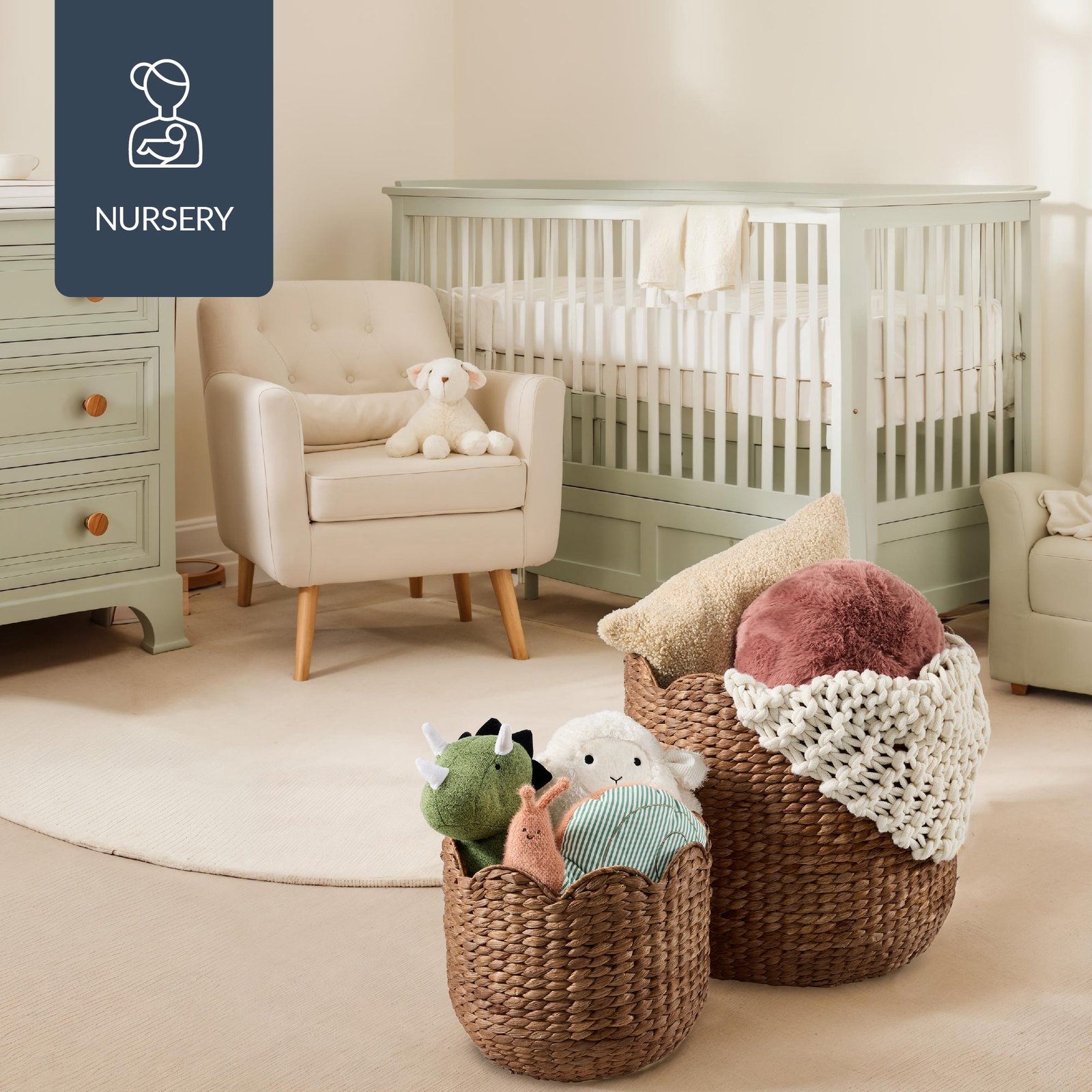 Scalloped 3PC Water Hyacinth Nesting Baskets - Image 7