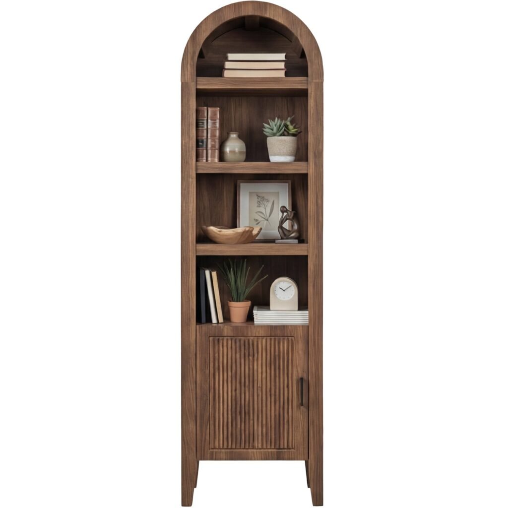 72 Tall Narrow Arched Pantry Cabinet w/ Door. 4-Tier Storage Cabinet