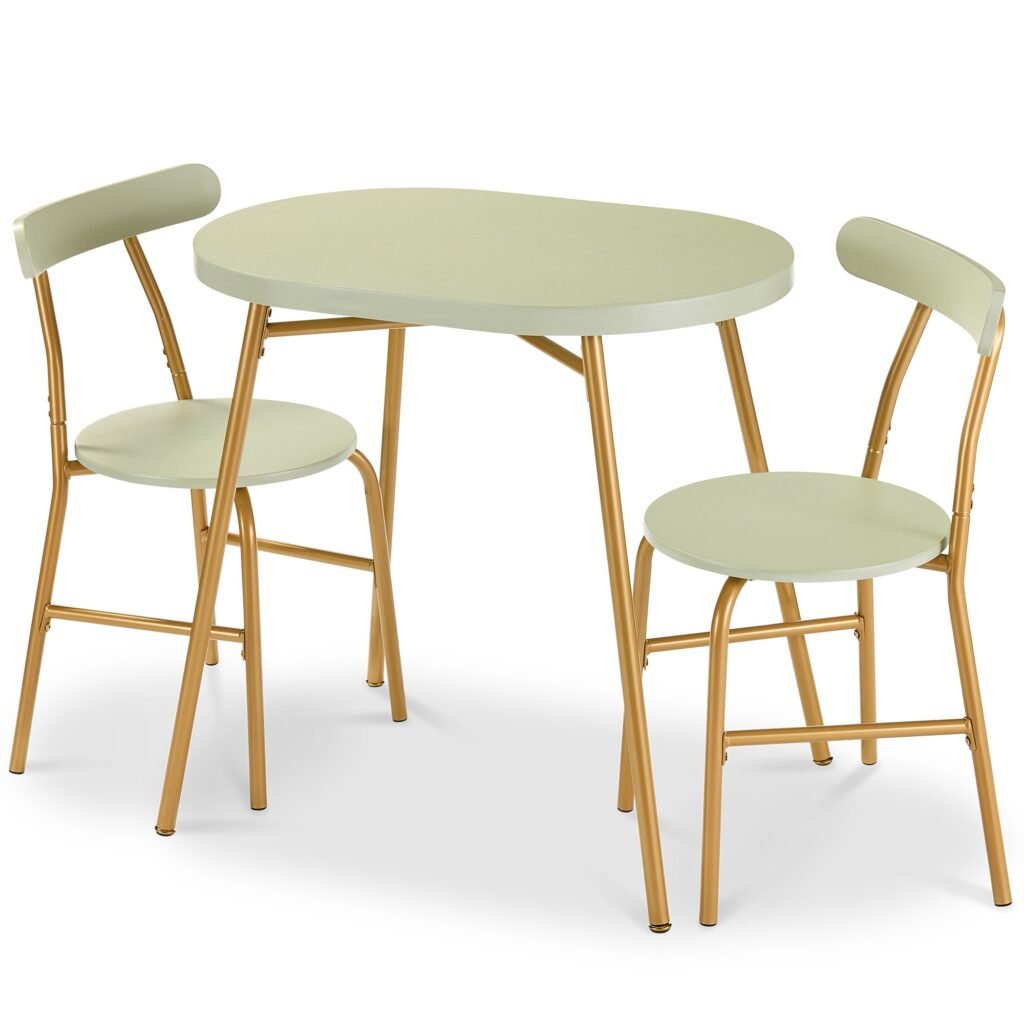 3-Piece Oval Dining Table Set. Small Kitchen Set w/ 2 Chairs