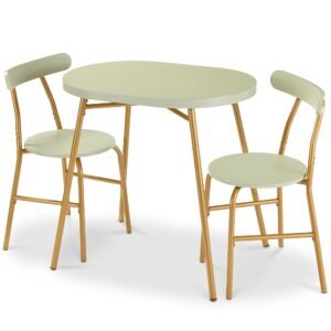 3-Piece Oval Dining Table Set. Small Kitchen Set w/ 2 Chairs
