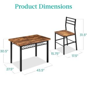 5-Piece Modern Dining Set. Kitchen Table W/ 4 Matching Chairs & Storage Rack