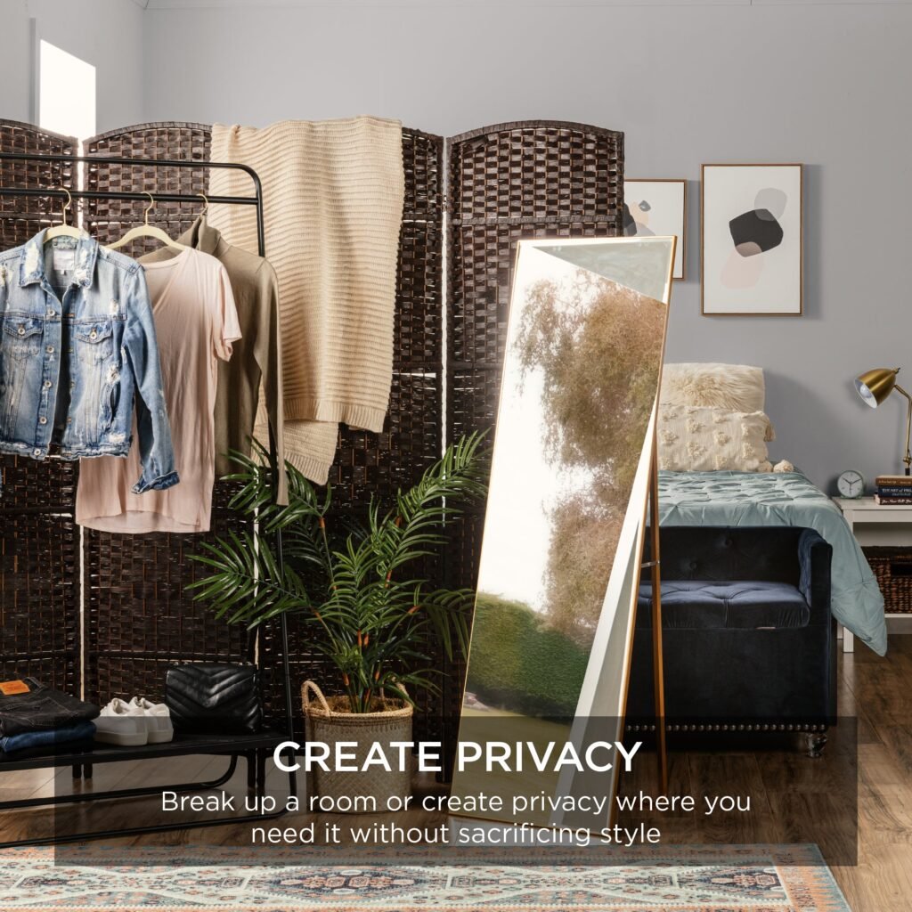 6ft Tall Room Divider. 6-Panel Diamond Weave Folding Privacy Screen