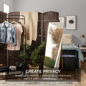 6ft Tall Room Divider. 6-Panel Diamond Weave Folding Privacy Screen