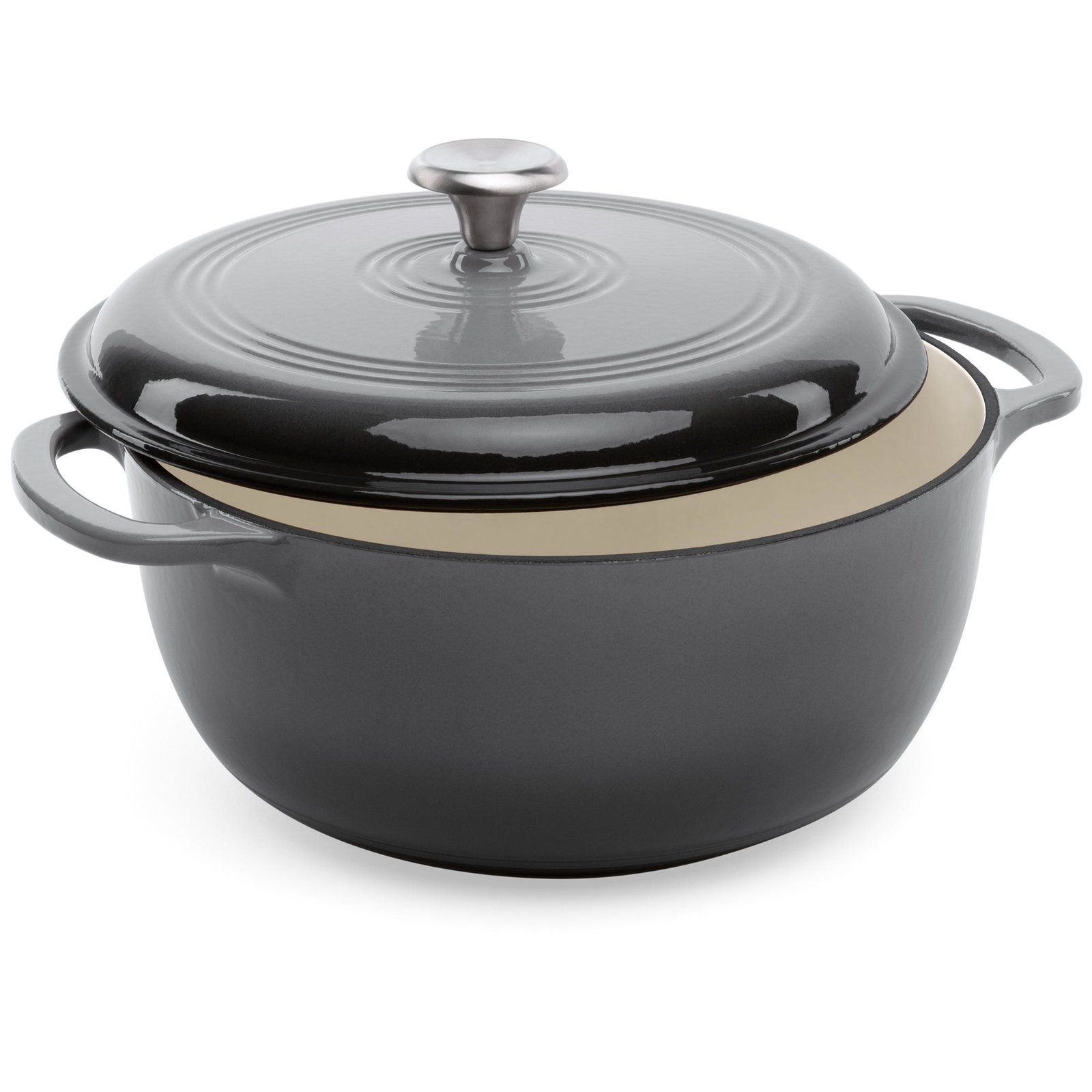 Cast-Iron Dutch Oven Kitchen Cookware w/ Enamel. Handles - 6qt - Image 8