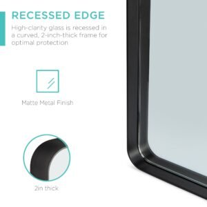 2-Way Rectangle Wall Mirror w/ Rounded Corners. Anti-Blast Film - 24x36in