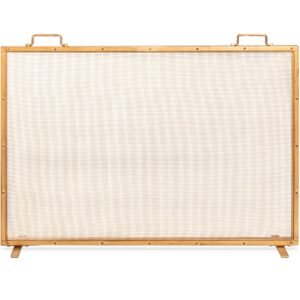 Single Panel Handcrafted Steel Mesh Fireplace Screen w/ Handles - 38x27in