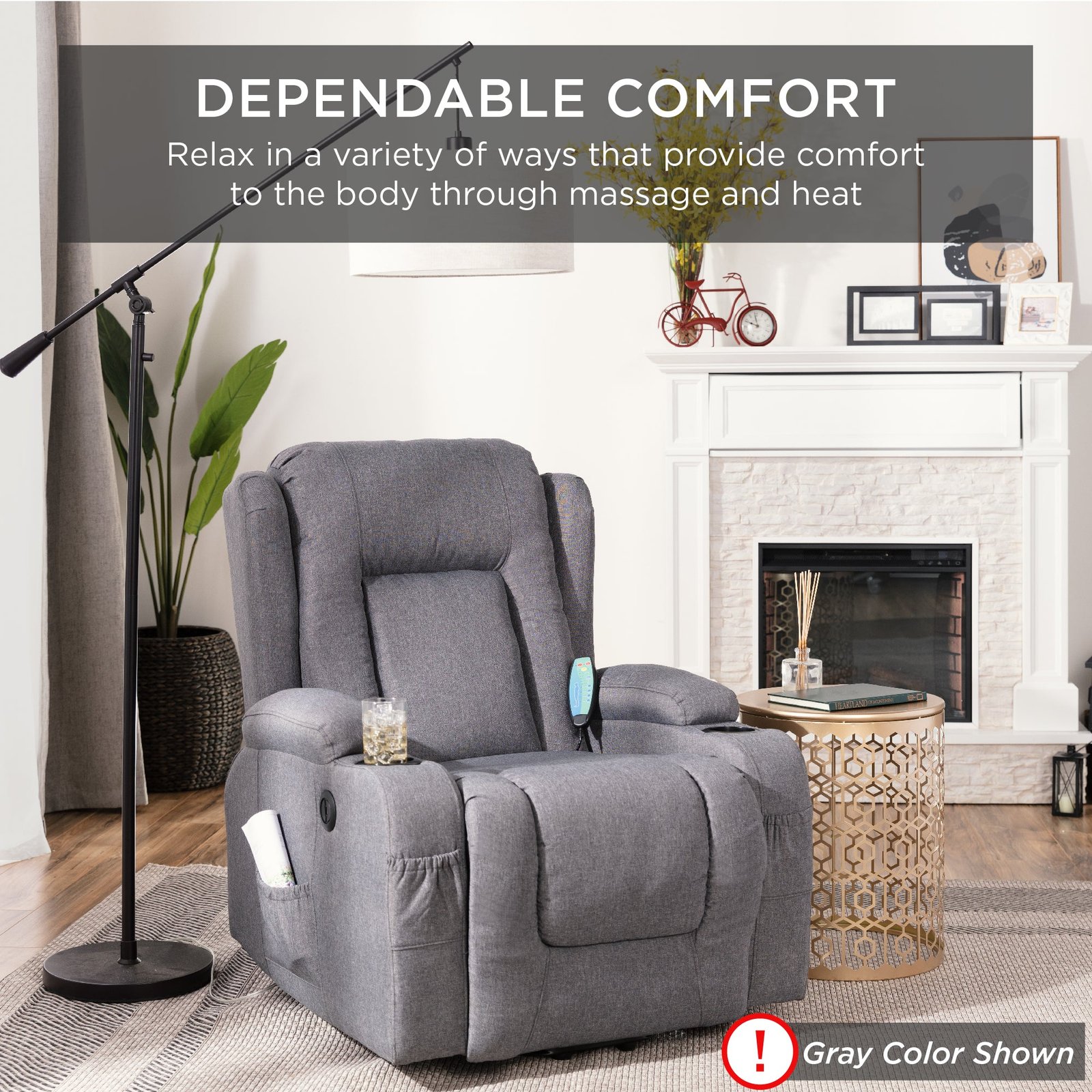 Electric Power Lift Recliner Massage Chair w/ Heat. USB Port. Cupholders