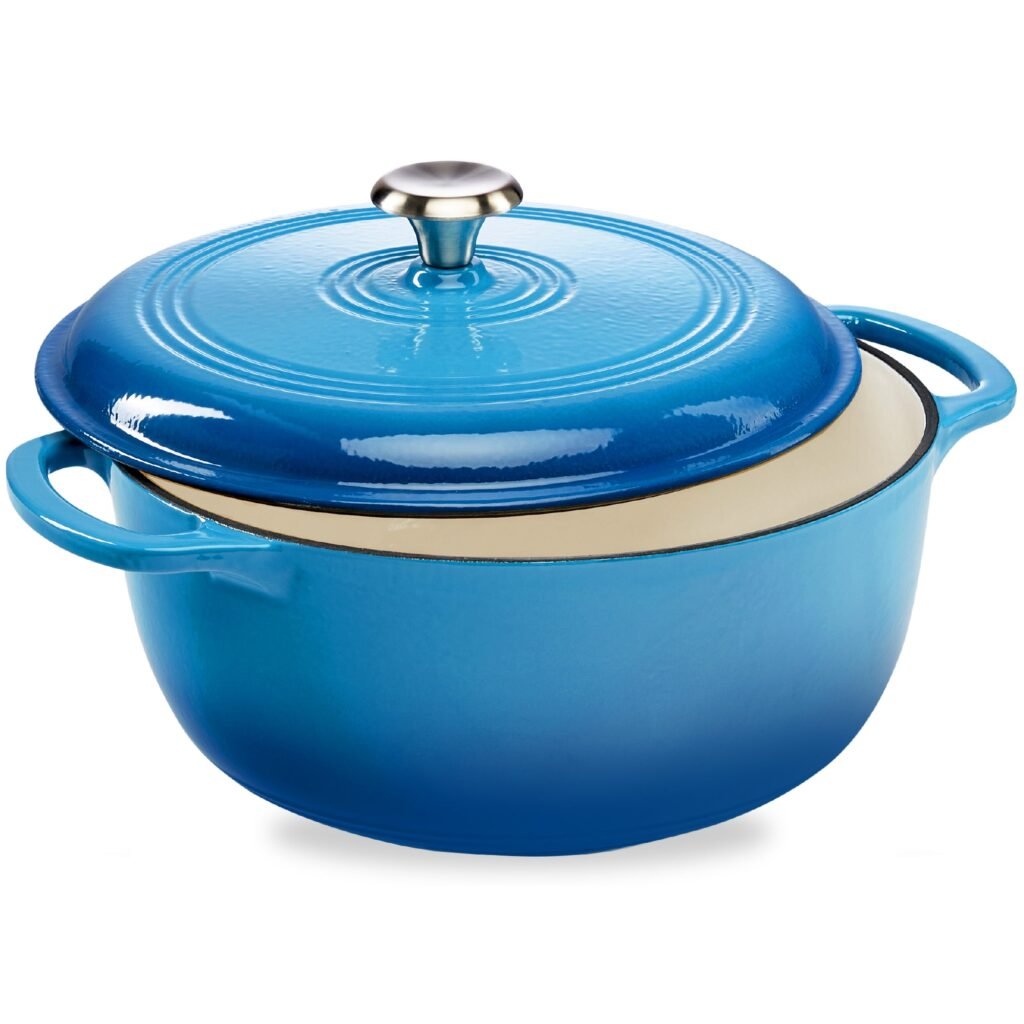 Cast-Iron Dutch Oven Kitchen Cookware w/ Enamel. Handles - 7.5qt