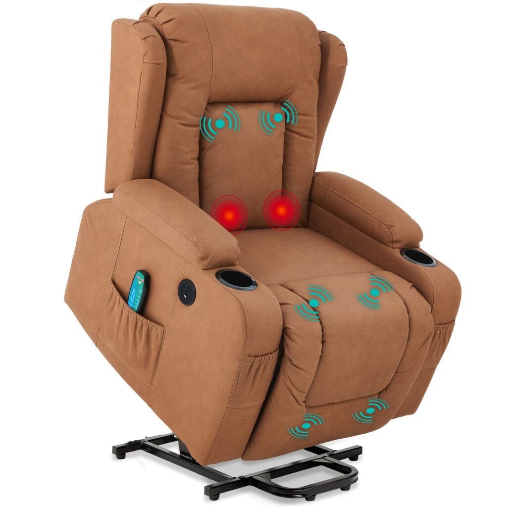 Electric Power Lift Recliner Massage Chair w/ Heat. USB Port. Cupholders