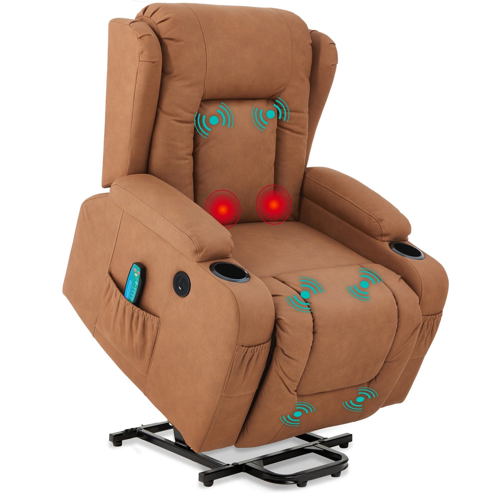 Electric Power Lift Recliner Massage Chair w/ Heat. USB Port. Cupholders