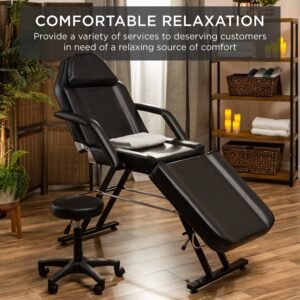 Multipurpose Massage Bed. Spa & Salon Chair w/ Hydraulic Stool - 71in