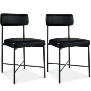 Dining Chair Set of 2. Faux Leather. Standard Height. Metal Frame