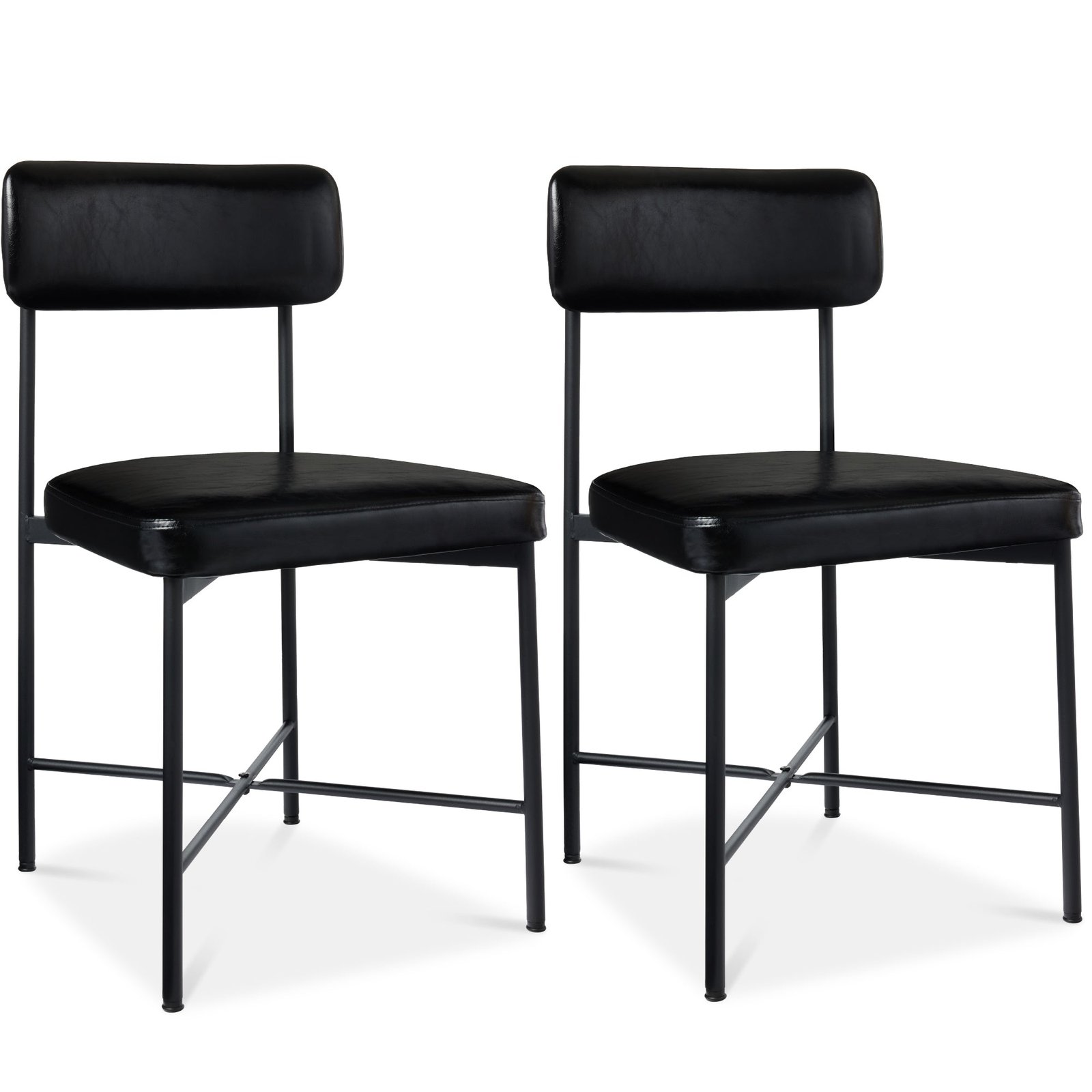 Dining Chair Set of 2. Faux Leather. Standard Height. Metal Frame