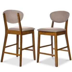 Set of 2 Modern Counter-Height Bar Stool Set W/ Upholstered Seat Cushion