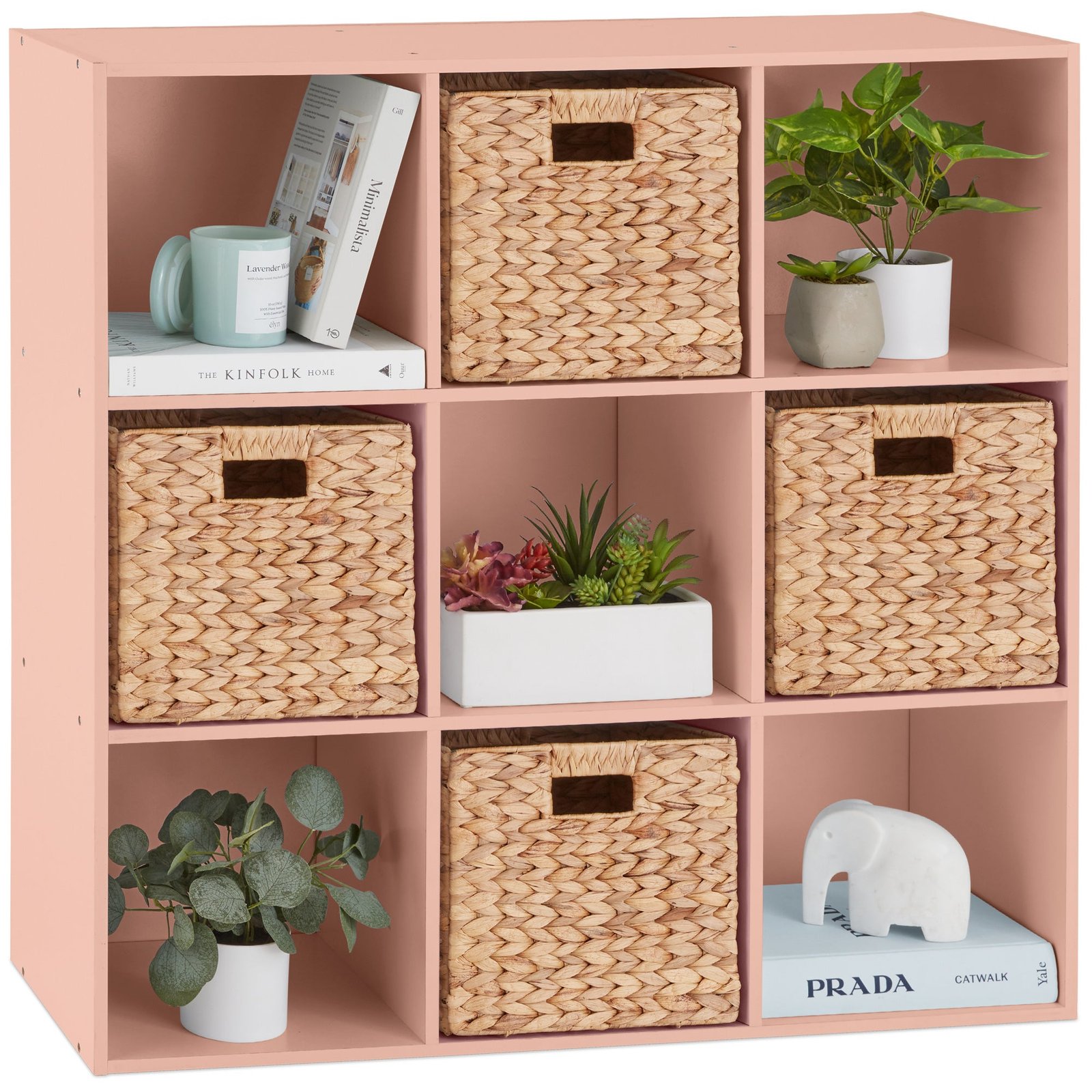 9-Cube Bookshelf Storage Display w/ 3 Removable Panels. Customizable Design