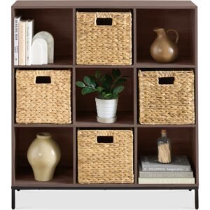 Elevated 9-Cube Storage Organizer. 11in Bookshelf. w/ Metal Legs