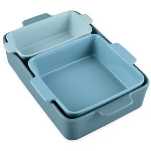 3-Piece Ceramic Bakeware Set. Stoneware Baking Dishes. Casserole Serving Set