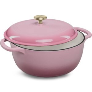 Cast-Iron Dutch Oven Kitchen Cookware w/ Enamel. Handles - 6qt