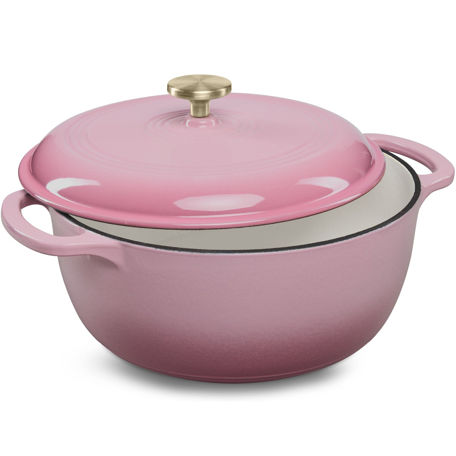 Cast-Iron Dutch Oven Kitchen Cookware w/ Enamel. Handles - 6qt