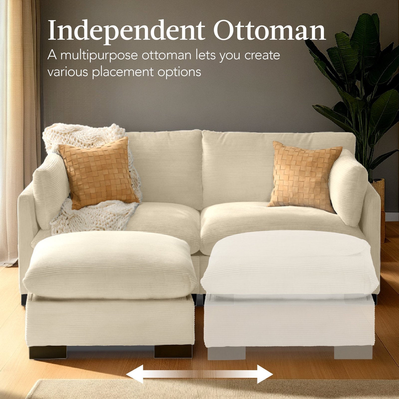 Modular Sectional Pillowtop Sofa w/ Ottoman & Storage 82in - Image 5