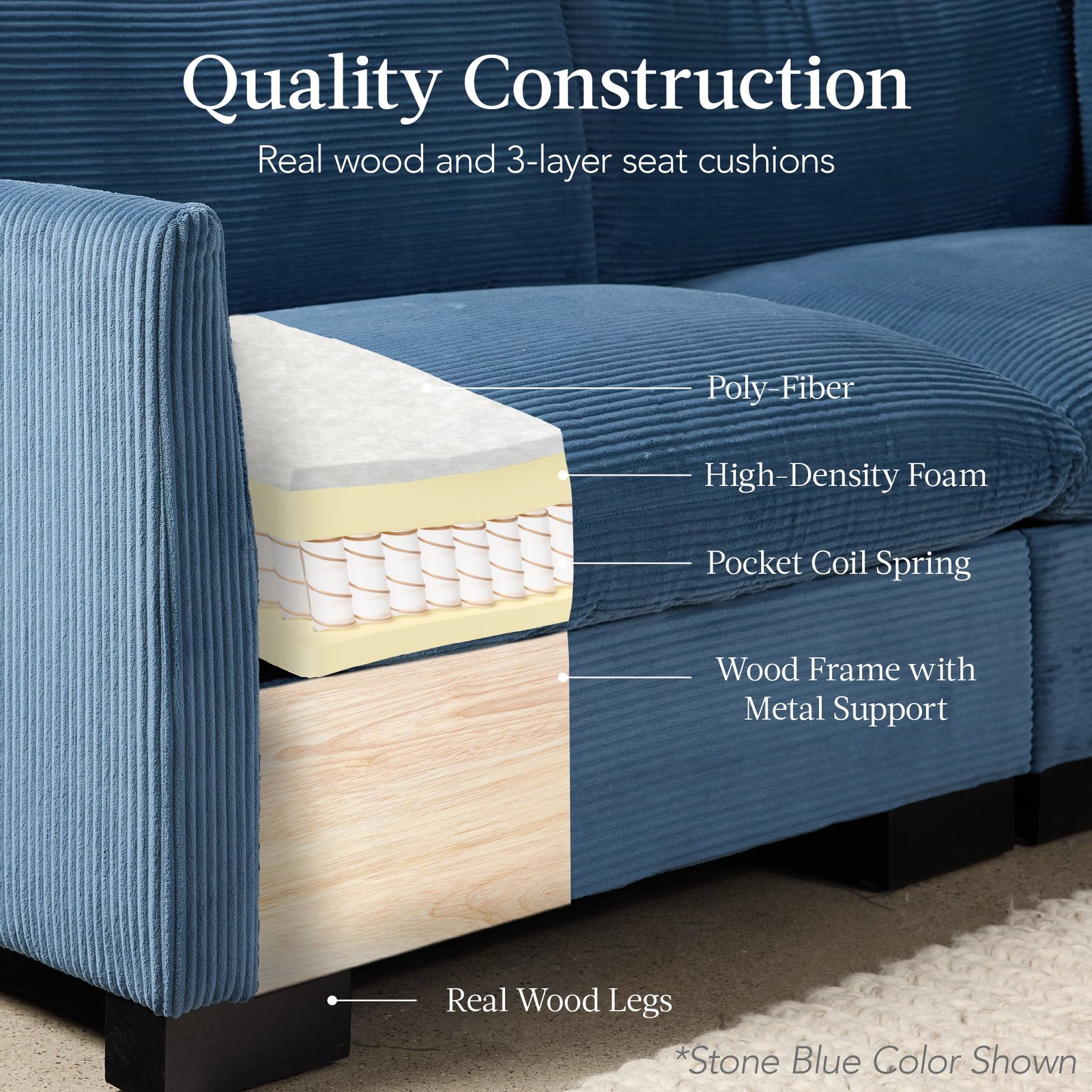 Modular Sectional Pillowtop Sofa w/ Ottoman & Storage 82in - Image 8