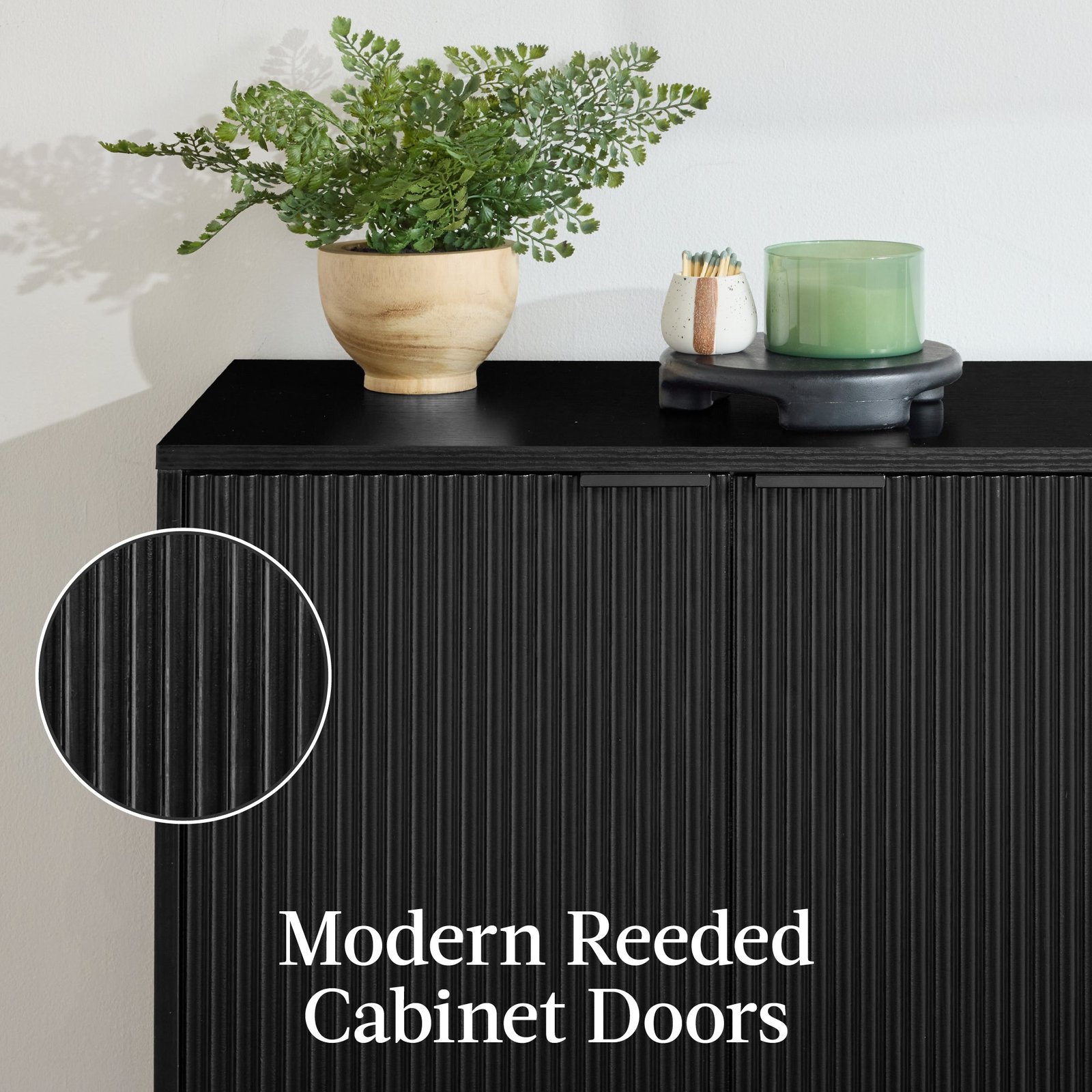 2-Door Reeded Storage Cabinet. Accent Furniture. Sideboard - Image 2