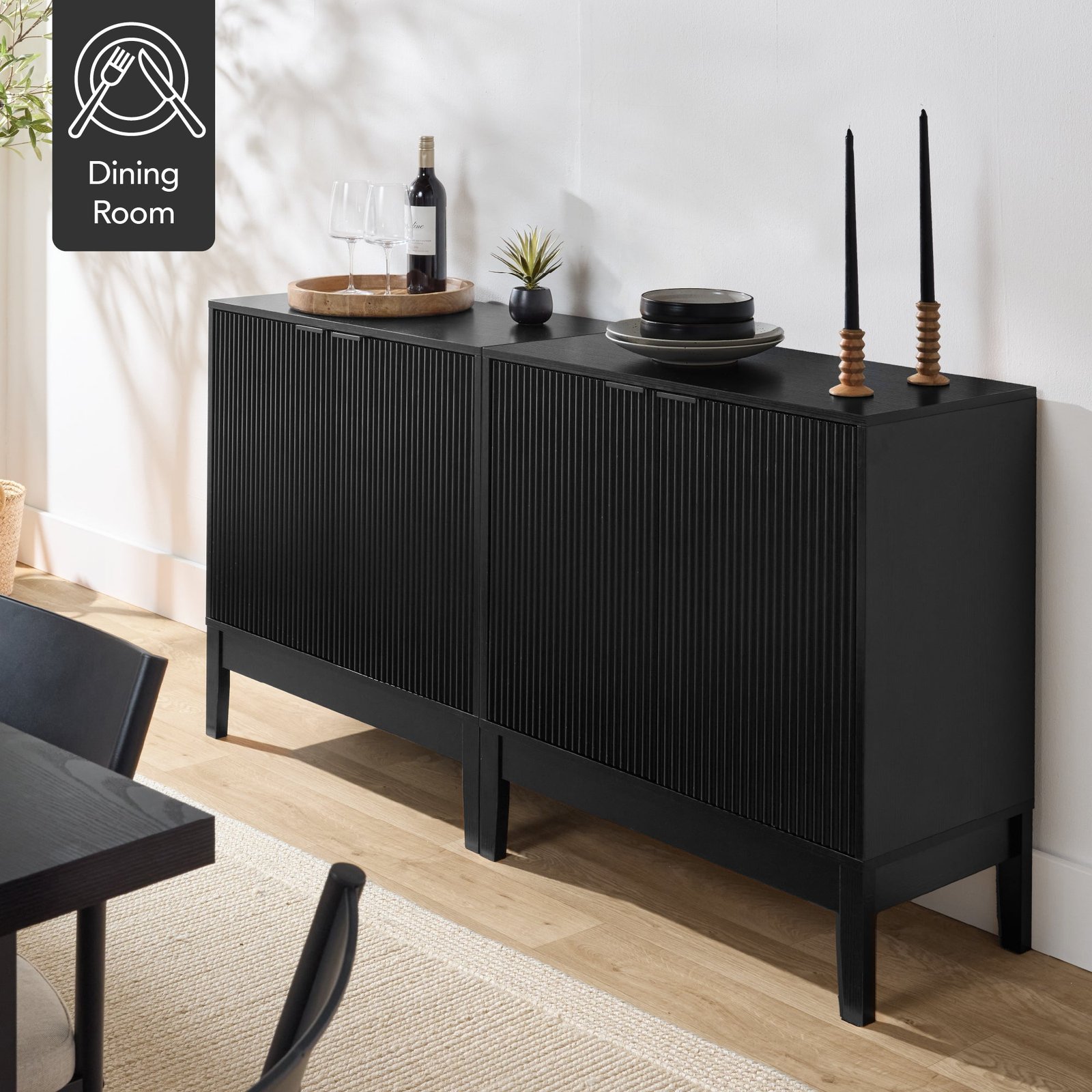 2-Door Reeded Storage Cabinet. Accent Furniture. Sideboard - Image 6