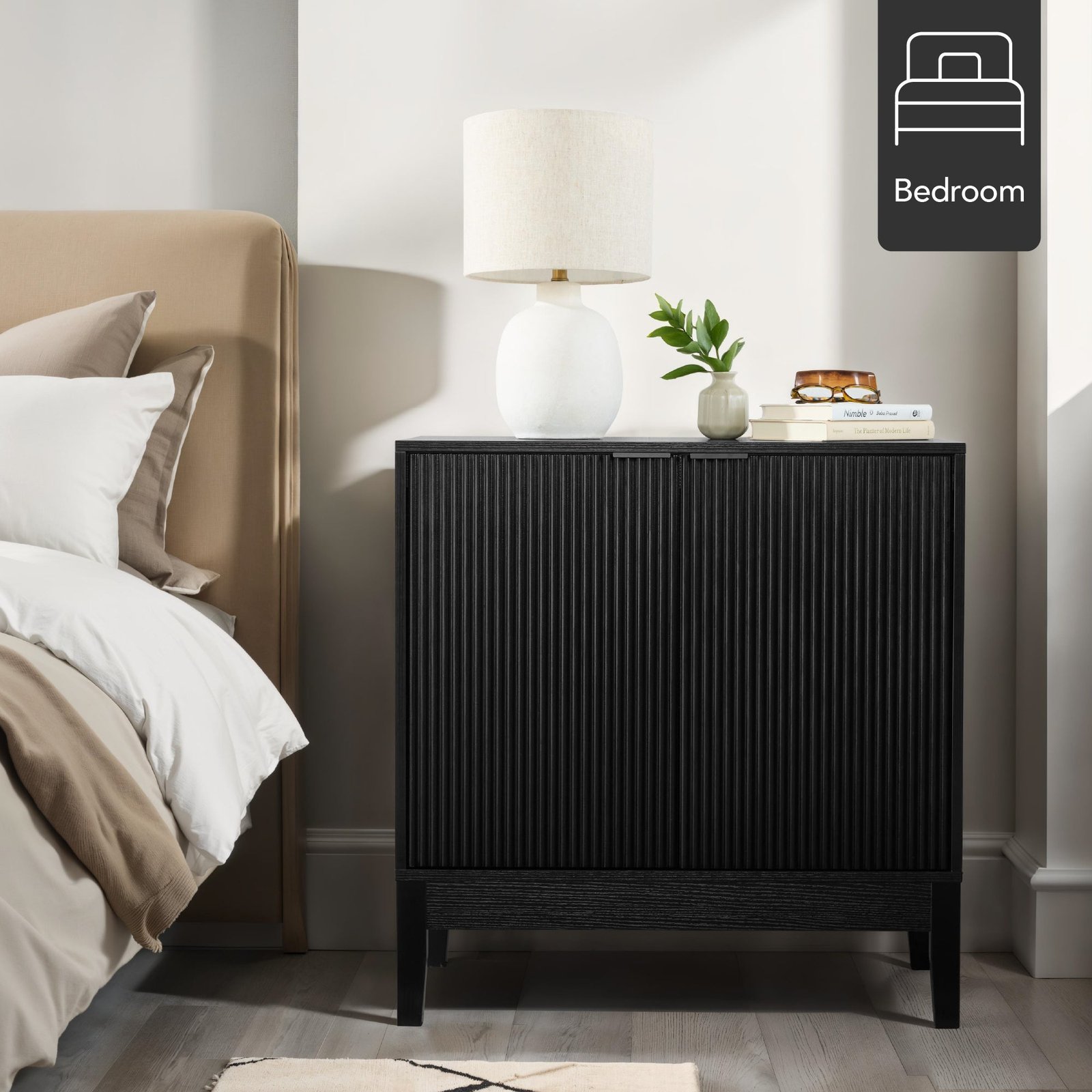 2-Door Reeded Storage Cabinet. Accent Furniture. Sideboard - Image 8
