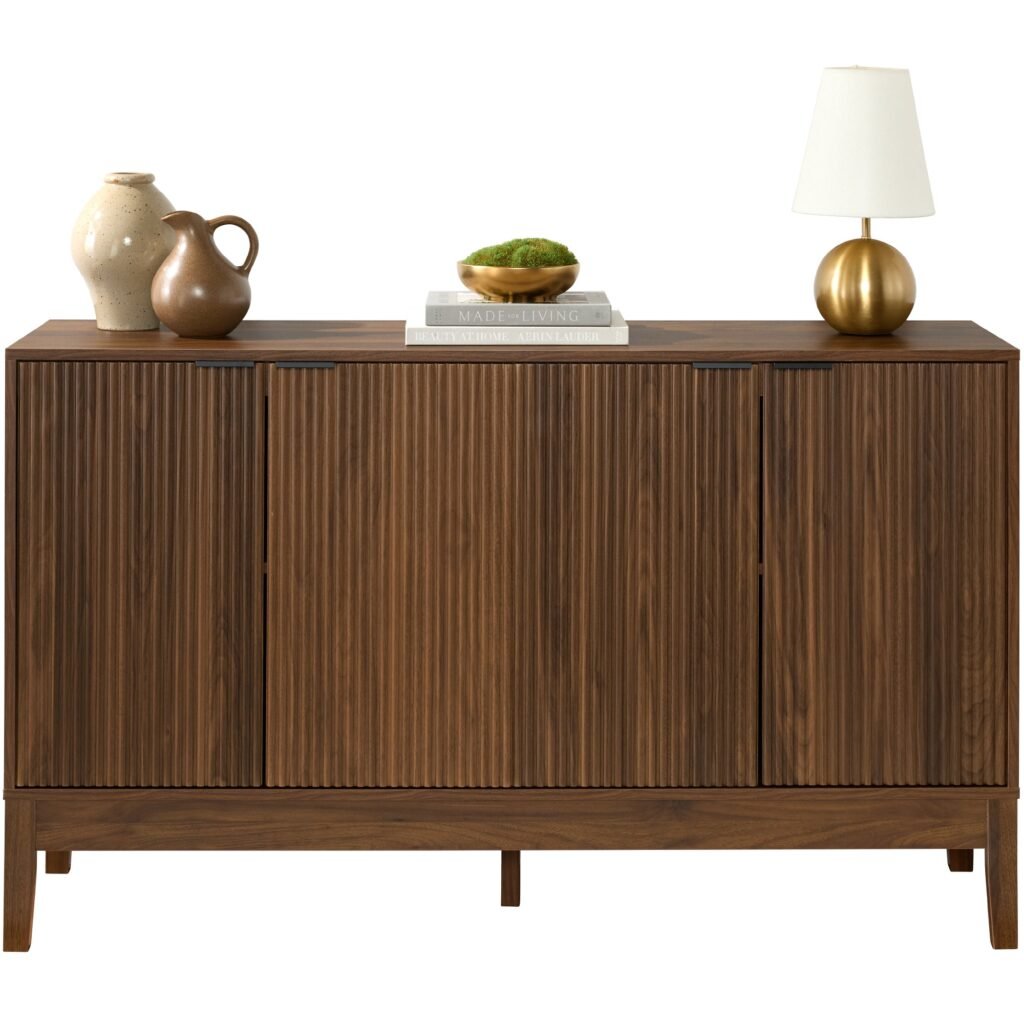 4-Door Reeded Storage Cabinet. Accent Furniture. Sideboard