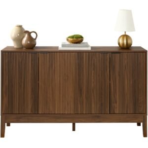 4-Door Reeded Storage Cabinet. Accent Furniture. Sideboard