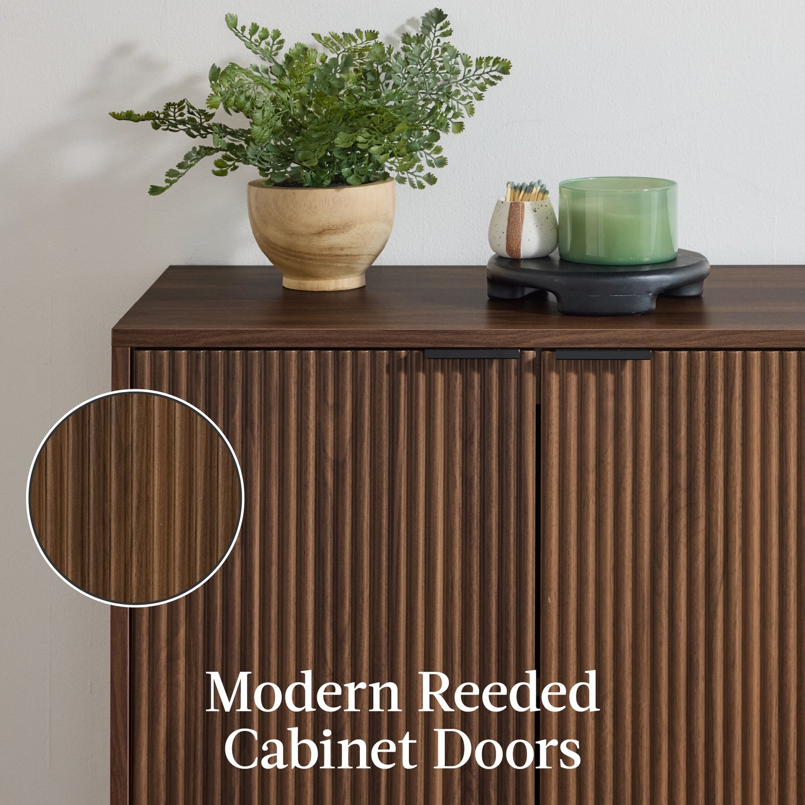 4-Door Reeded Storage Cabinet. Accent Furniture. Sideboard - Image 4