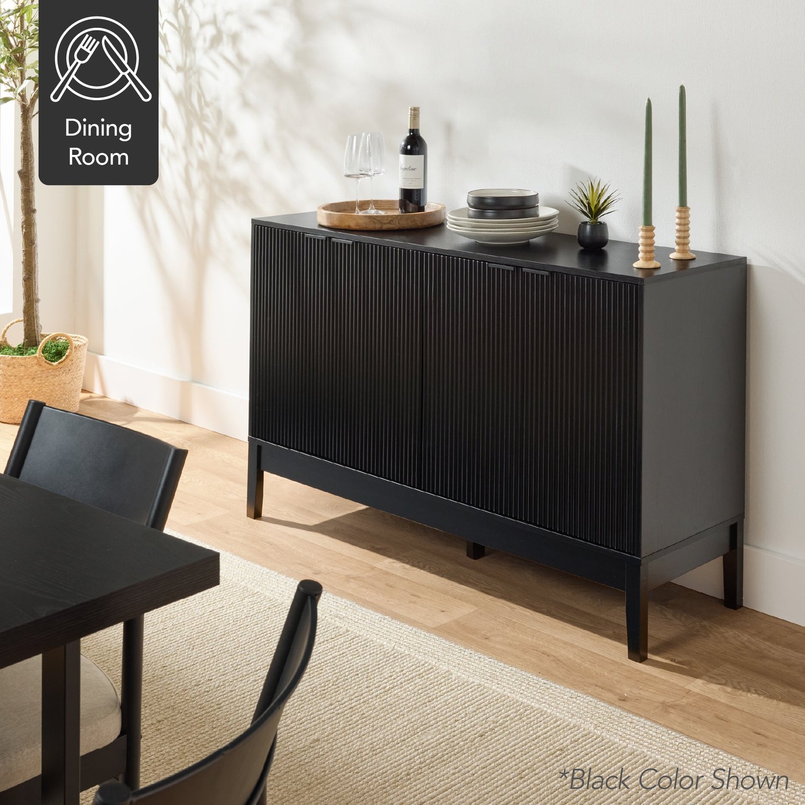 4-Door Reeded Storage Cabinet. Accent Furniture. Sideboard - Image 7